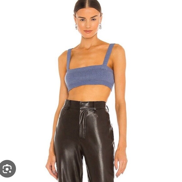 weworewhat danielle beenstein knit blue crop top - Picture 2 of 5